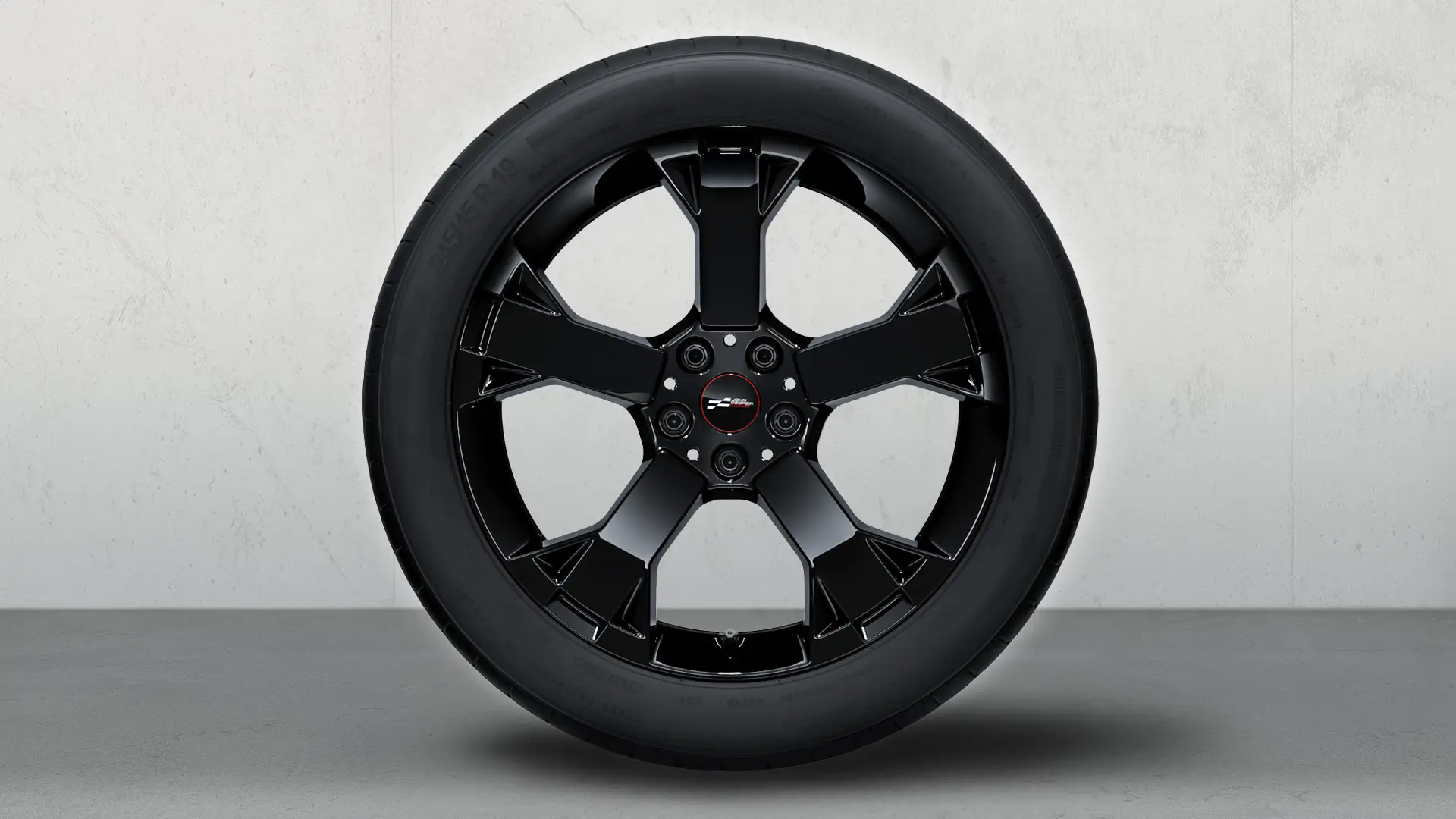 Nærbillede af 19" MINI JCW Runway-eger 948 i Jet Black-finish.