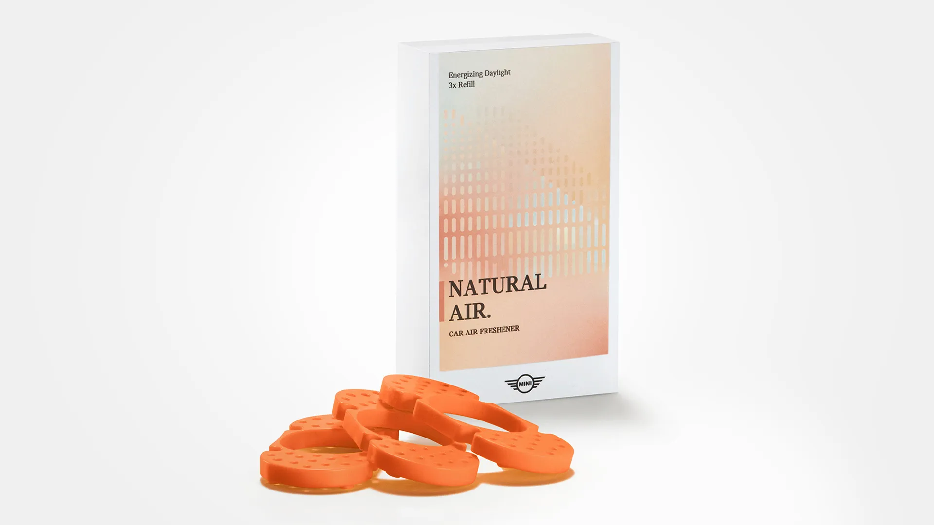 MINI Natural Air Refill-pakke med tre duftpinde i hver sin lufttætte pose.