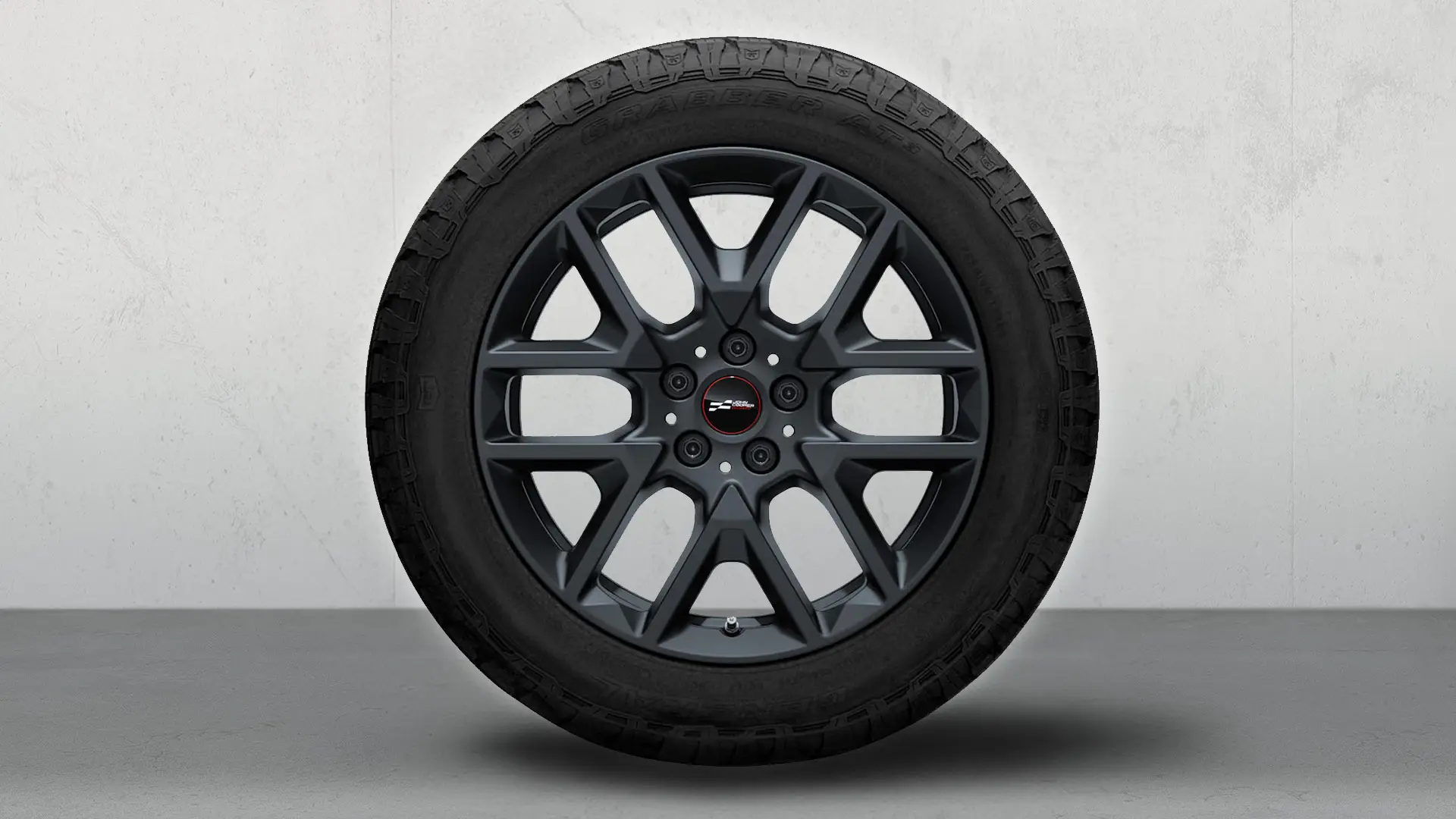 Nærbillede af 18” med Y-eger i model 945 i Frozen Midnight Grey.