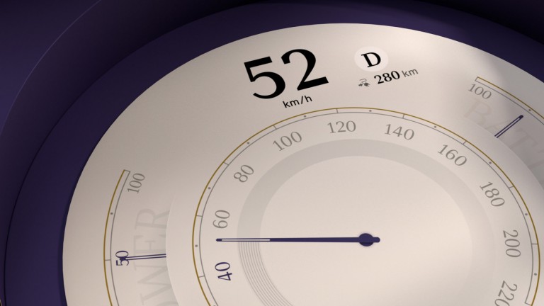 MINI rundt display, der viser speedometer i Timeless Mode