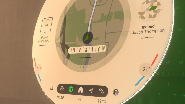 MINI rundt display, detalje af navigationsskærm og styreelementer