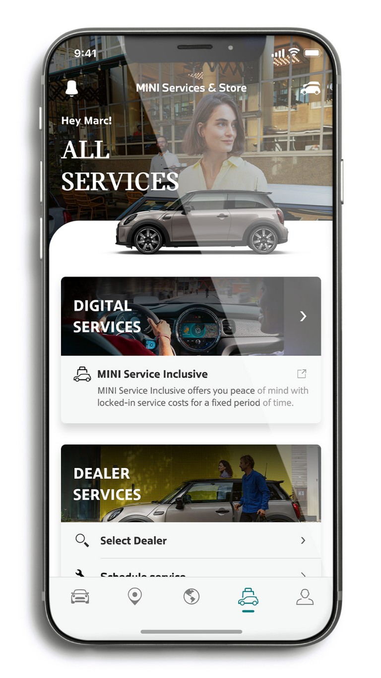 mini connected – mini app – administrer alle serviceydelser
