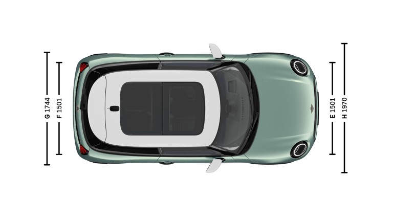 MINI Cooper 3-dørs – mål – introbillede i fugleperspektiv